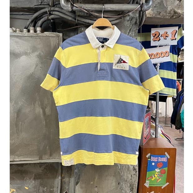 폴로 랄프로렌 스트라이프 럭비 반팔 카라티 레몬 XL #csz3808