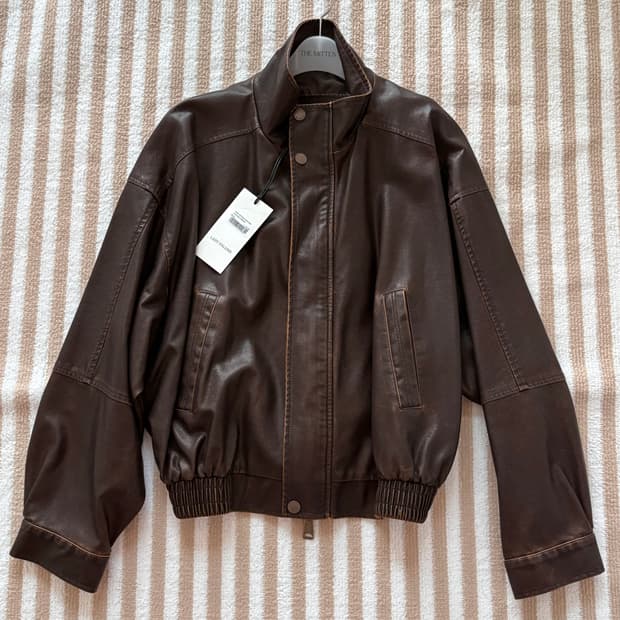 [새상품] 레이디 볼륨 레더자켓 브라운