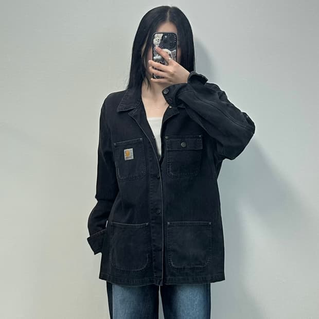 칼하트 자수로고 데님 미시건 초어 자켓