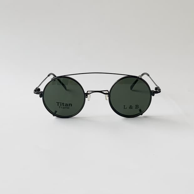 898 블랙 티탄 라운드 메탈 투웨이 안경 선글라스 Y2K 슬림 초경량