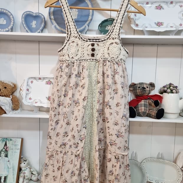 크로셰니트 뷔스티에 레이어드 플라워 원피스