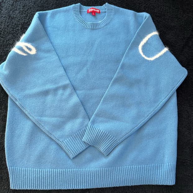 슈프림 앙고라 스크립트 스웨터 라이트 블루 - 25FW