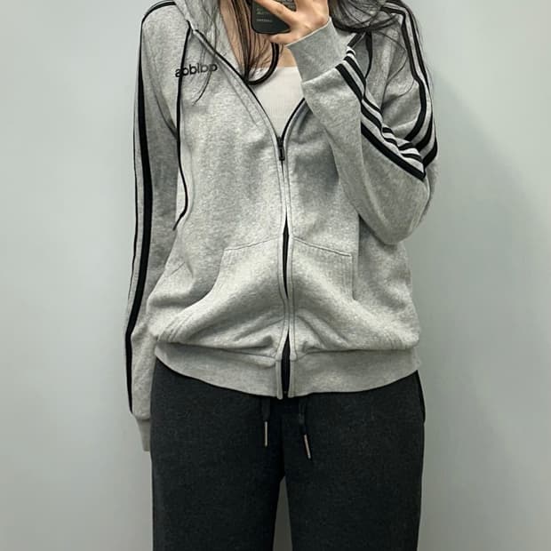 아디다스 사이드라인 그레이 후드집업