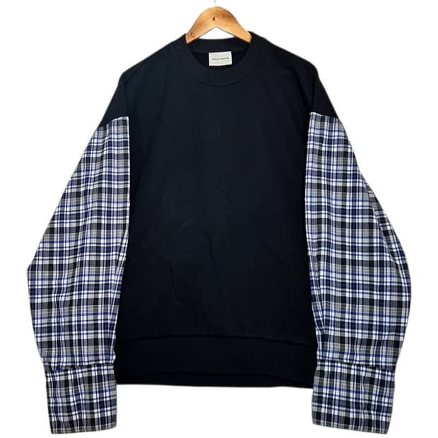 솔리드옴므 체크 믹스 맨투맨