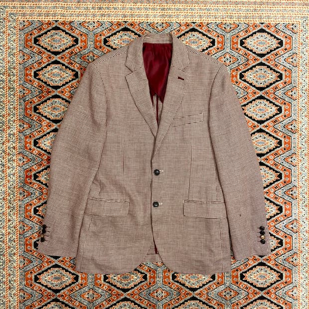 빈폴 하운드투스체크패턴 버건디 블레이저 자켓 남성100