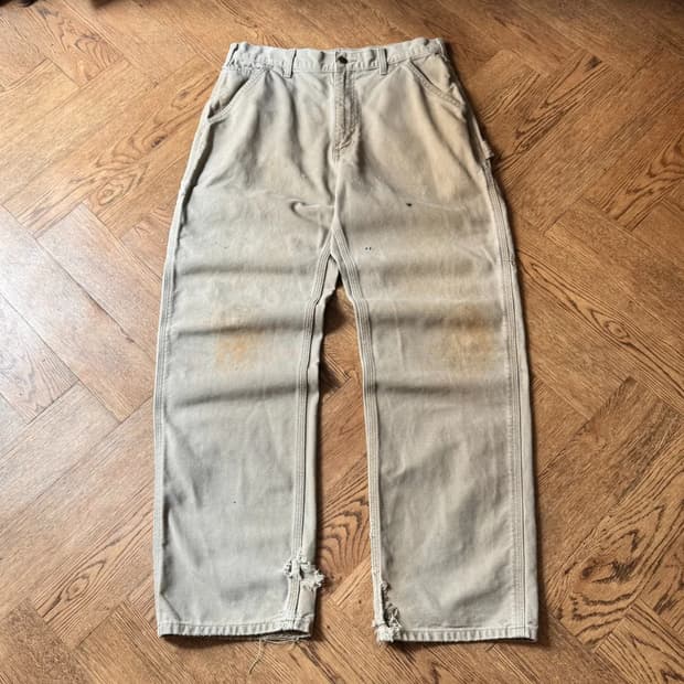 [32]칼하트 USA 더티워싱 데저트 탄 싱글니 카펜터 워크 팬츠