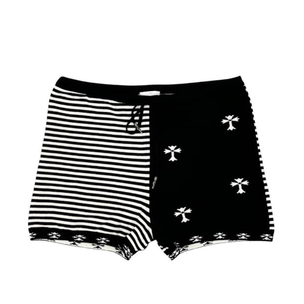 [S] 크롬하츠 모노크롬 스트라이프 실버 벨 니트 쇼츠 팬츠