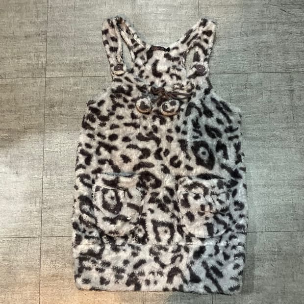 일본빈티지 Auiene 하구미모리걸 히메갸루 레오파드 퍼슬립원피스