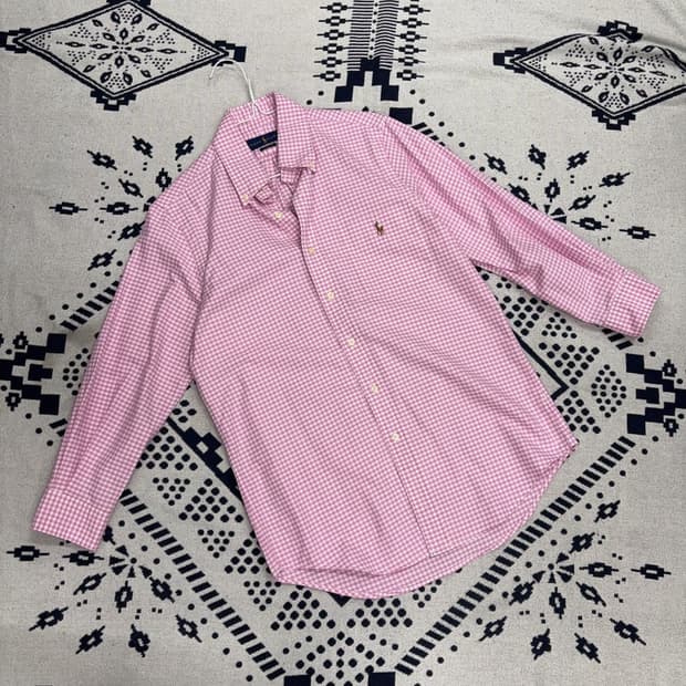 폴로 랄프로렌 클래식핏 멀티포니 핑크 체크 셔츠 S P00069