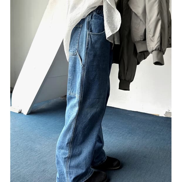 Utility design denim easy painter pants