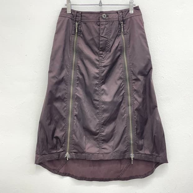 Brown zip detail midi skirt
