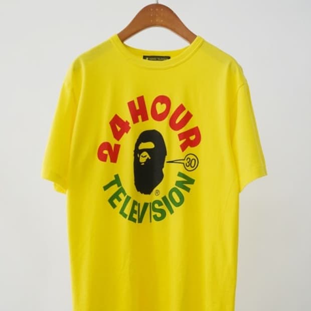 구해요) 베이프 24아워 텔레비전 반팔 티셔츠 노랑 구합니다
