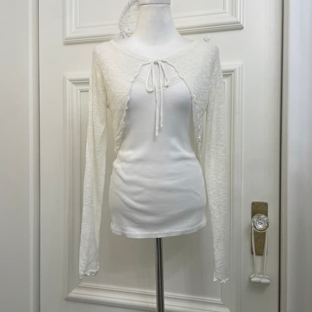 ivory cotton bolero&lace sleeveless set