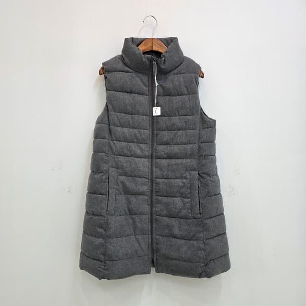 그레이 하이넥 경량 패딩 조끼 베스트