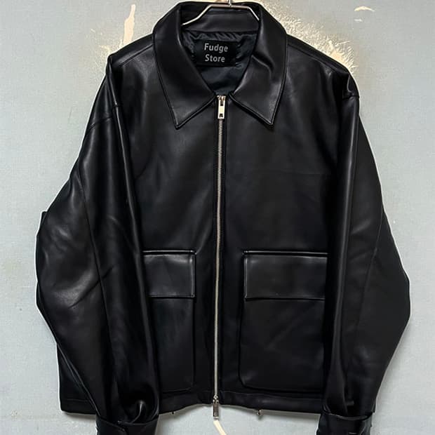 라퍼지스토어 버핑레더 남자 오버자켓 춘추복 블랙 블루종 M 95-100