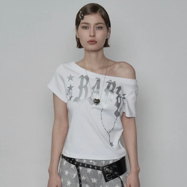 셋업이엑스이 BABY WIDE NECK TOP / WHITE