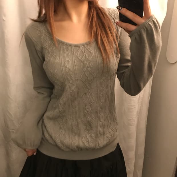 JPN Vintage 하구미 모리걸 백리본 꽈배기 니트