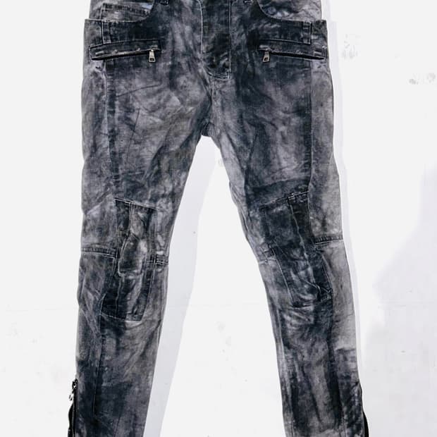 Balmain 발망 그레이 바이커 데님 팬츠