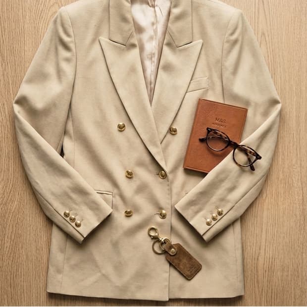 영국제 M&S 금장 더블 울 자켓 (순모 100% / Petite Fit