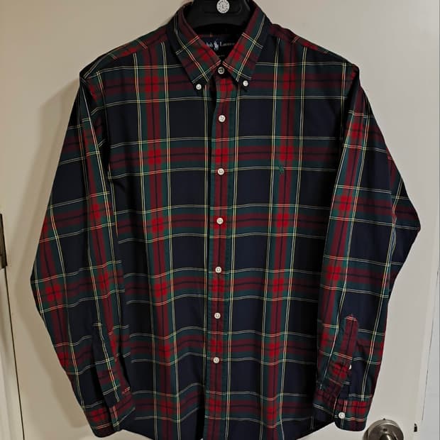 L 폴로랄프로렌 레드포니 타탄체크 셔츠 남방