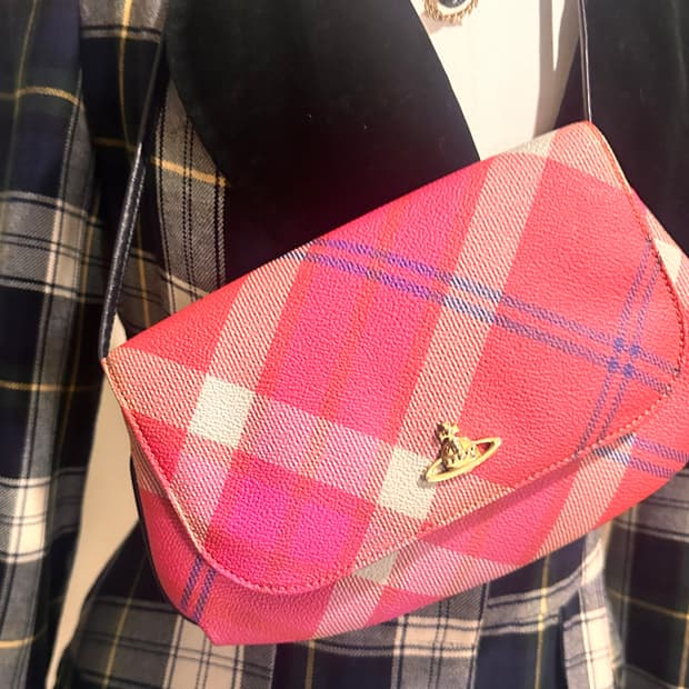 비비안웨스트우드 타탄 체크  orb 마젠타 오페라 백