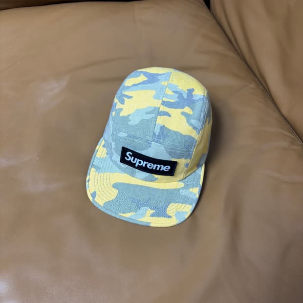 슈프림 캠프캡 모자 박스로고 워시드 카모