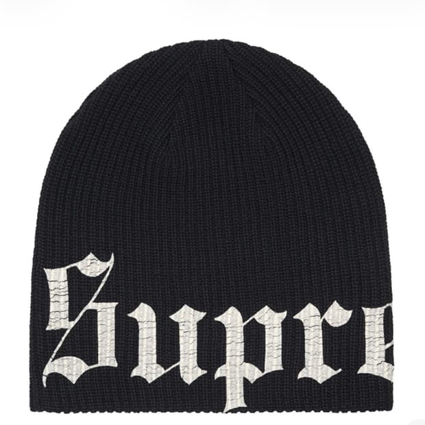 슈프림 올드 잉글리쉬 프린티드 비니 블랙 - 25SS