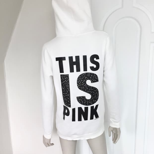 Studded Bold Lettering Zip Hoodie