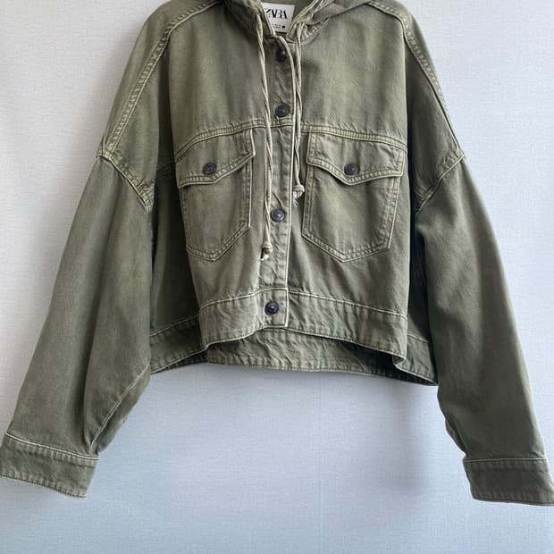 자라 후드 데님 자켓 M