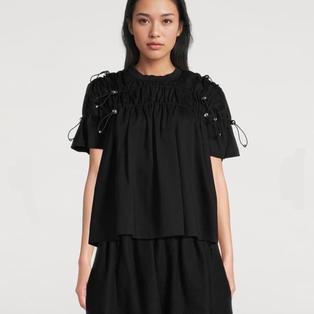 [XS,S,M]느와 케이 니노미아 Ruched 저지 티셔츠/블랙