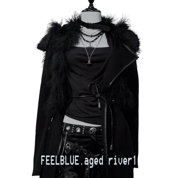 gothic drape fur knit 4pcs set