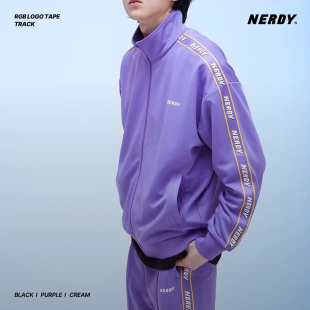 RGB 로고 테잎 트랙 탑 퍼플 셋업 m size