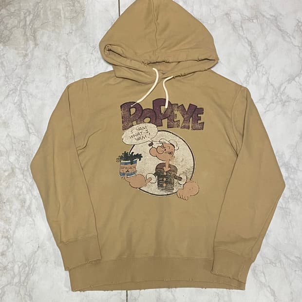 빈티지 뽀빠이 프린팅 후드티 100