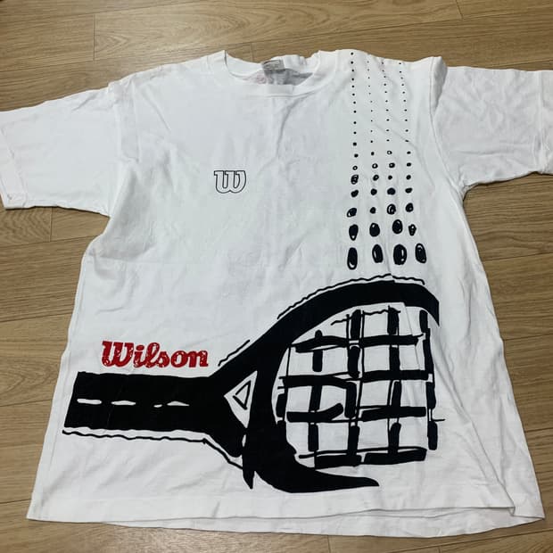 L) willson 윌슨 90s 재팬 수묵화 테니스 싱글스티치 티셔츠