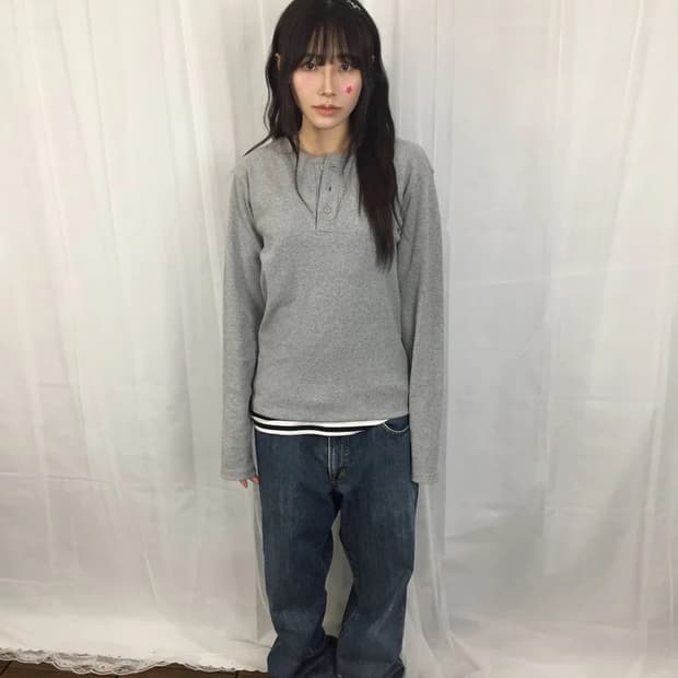 AVIREX USA Gray Henley Long Sleeve