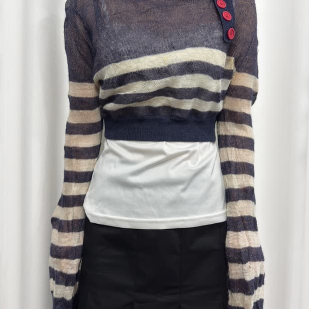 mng stripe crop knit top