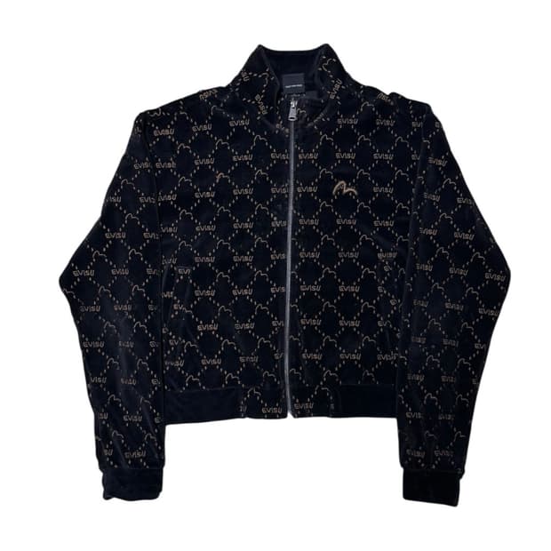 에비수 모노그램 자수 벨벳 집업