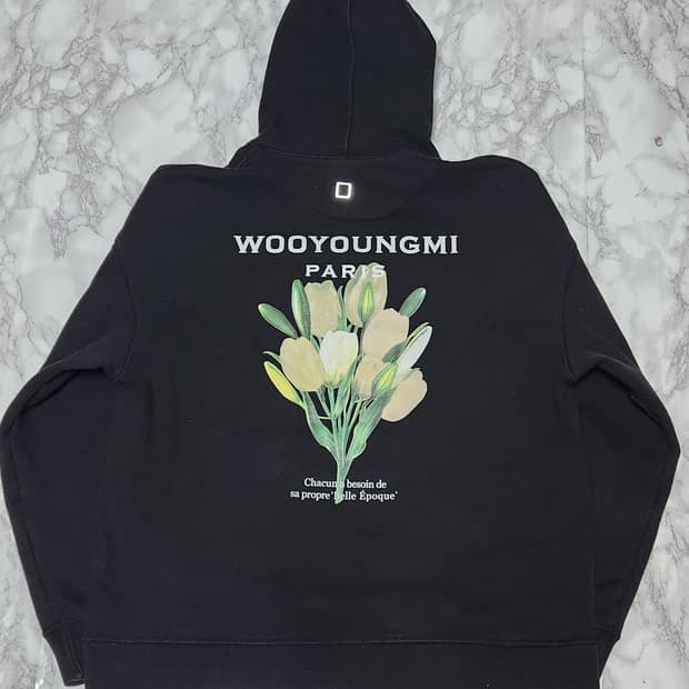 우영미 플라워 빅로고 후드티