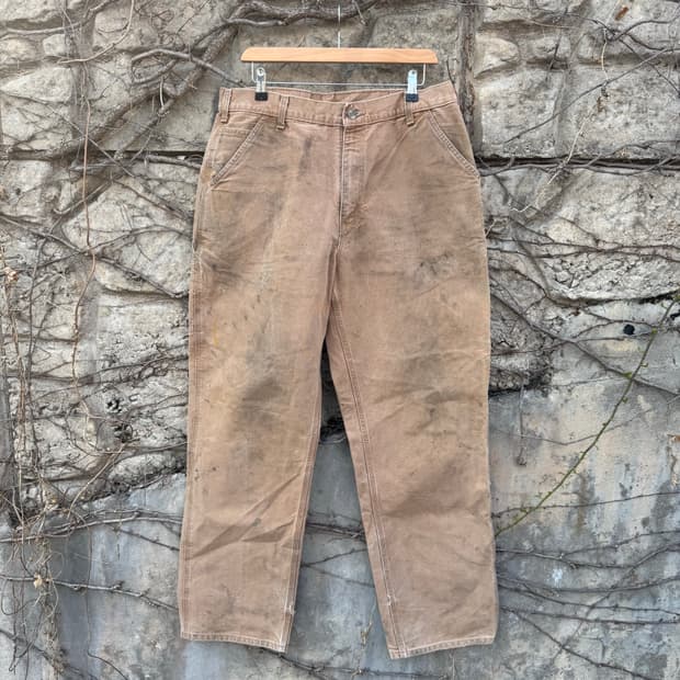 칼하트 빈티지 b11 brn 하드페이딩 카펜터 싱글니 워크 팬츠