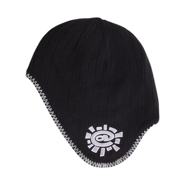 reversible ear flap beanie - black/grey
