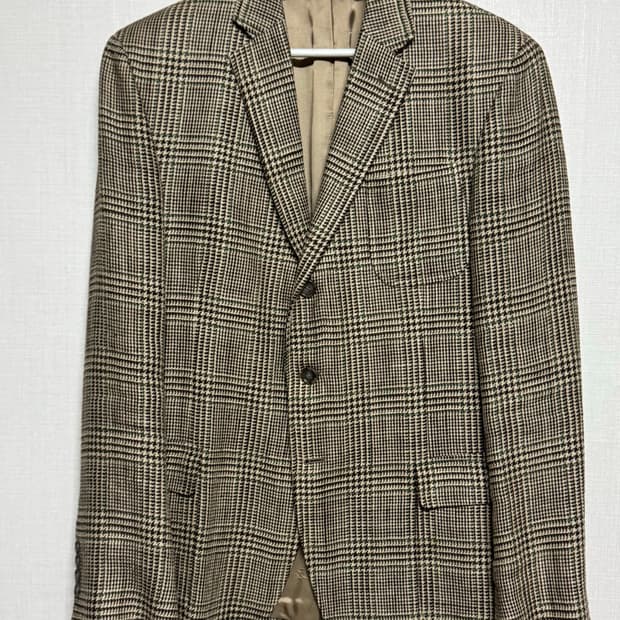 폴로 랄프로렌 럭비 라인 3버튼 체크 린넨 자켓 42R 105