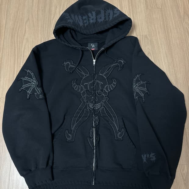 슈프림 X Y’s by 요지야마모토 집업 후드 스웨트셔츠 블랙 XL