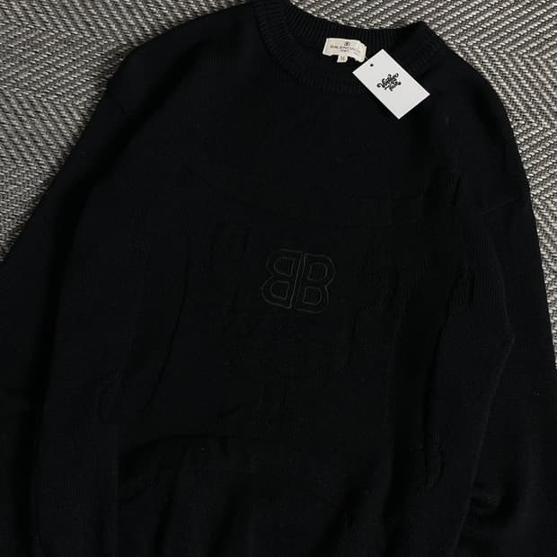 90s 발렌시아가 아카이브 빅로고 니트 블랙y 3629