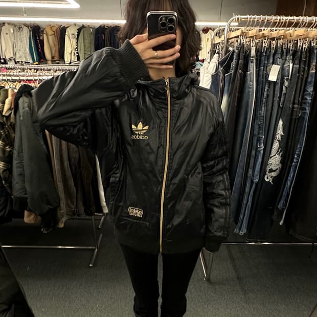 M)아디다스 빈티지 파이어버드 글로시 트랙 패딩자켓