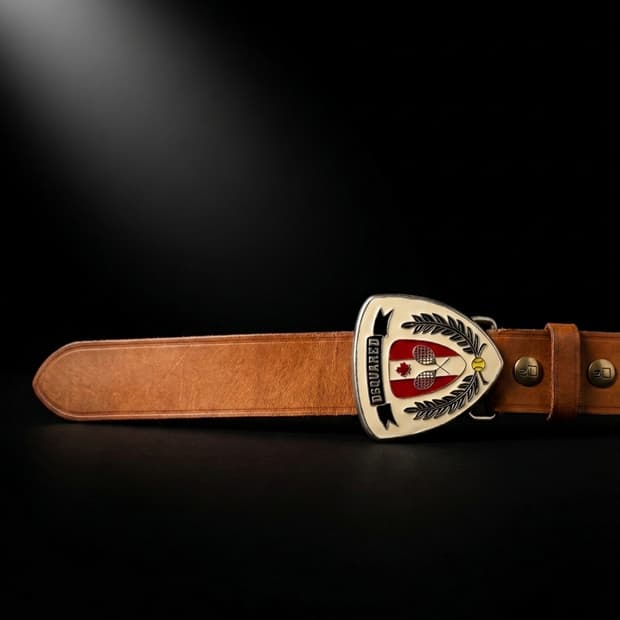 빈티지 디스퀘어드2 브라운 플레이트(트로피) 벨트 