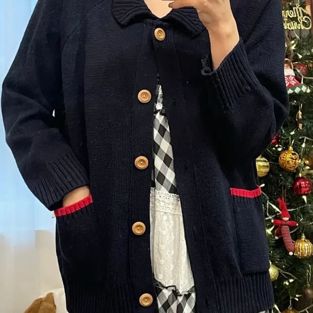 Peanuts 스누피 네이비 니트 가디건