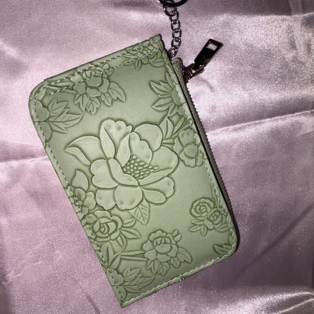 빈티지 플라워 지갑 키링 민트
