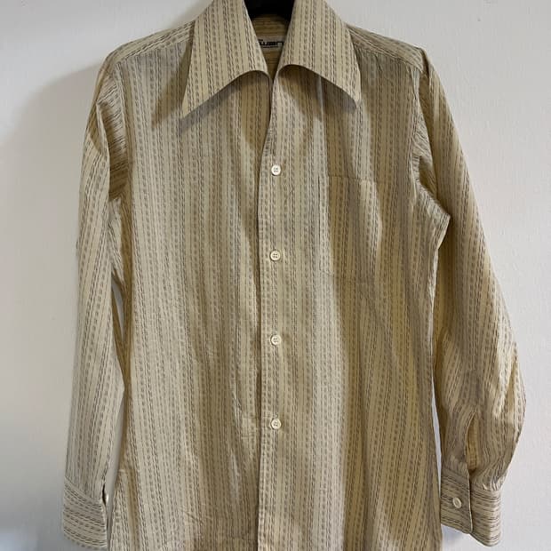  빈티지 JPN AMAKI Swan 베이지 스트라이프 셔츠 OS