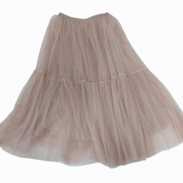 모리걸 핑크베이지 샤스커트 캉캉 롱스커트