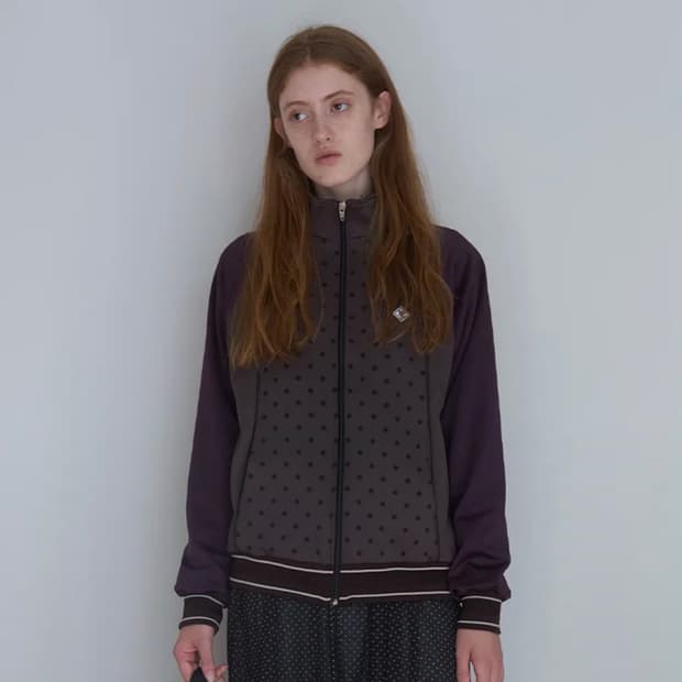 노컨텐츠 도트 져지 자켓_브라운퍼플